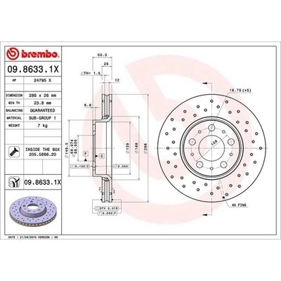 Front Premium Rotor by BREMBO - 09.8633.1X (1 Qty) pa4