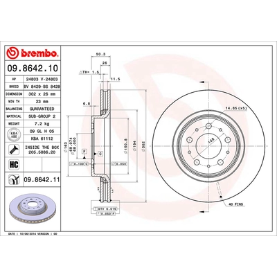 Front Premium Rotor by BREMBO - 09.8642.11 (1 Qty) pa2