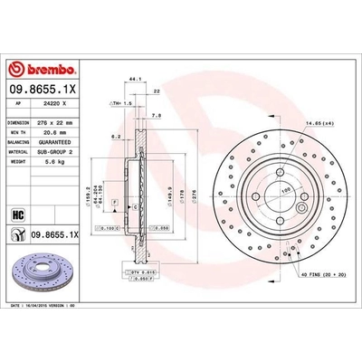 Front Premium Rotor by BREMBO - 09.8655.1X (1 Qty) pa4