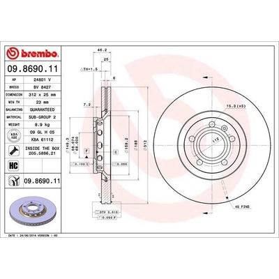 Front Premium Rotor by BREMBO - 09.8690.11 (1 Qty) pa2