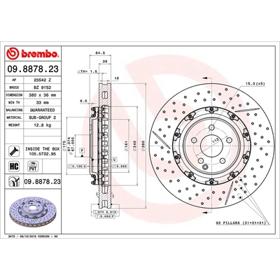 Front Premium Rotor by BREMBO - 09.8878.23 (1 Qty) pa1