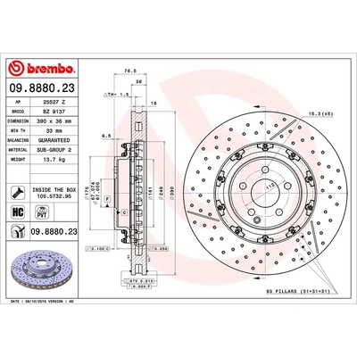 Front Premium Rotor by BREMBO - 09.8880.23 (1 Qty) pa1