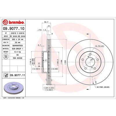 Front Premium Rotor by BREMBO - 09.9077.11 (1 Qty) pa1