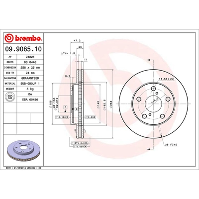 Front Premium Rotor by BREMBO - 09.9085.10 (1 Qty) pa2