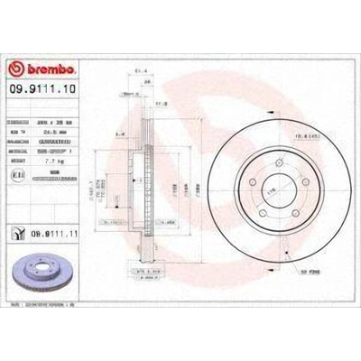 Front Premium Rotor by BREMBO - 09.9111.11 (1 Qty) pa3