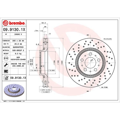 Front Premium Rotor by BREMBO - 09.9130.1X (1 Qty) pa2