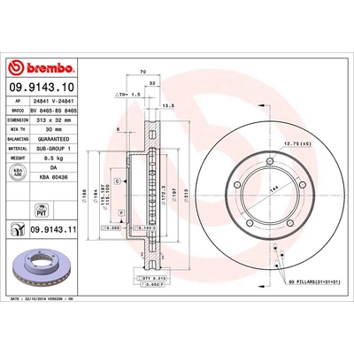 Front Premium Rotor by BREMBO - 09.9143.11 (1 Qty) pa2