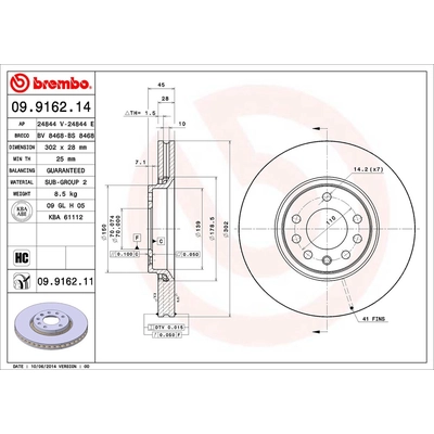 Front Premium Rotor by BREMBO - 09.9162.11 (1 Qty) pa2