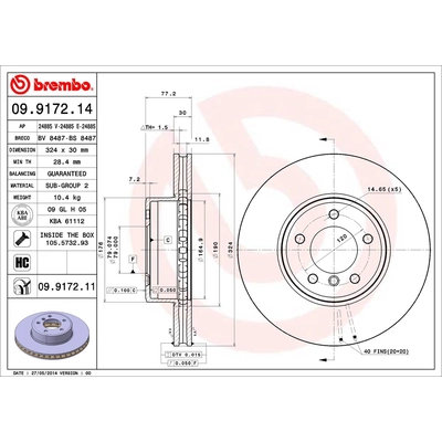 Front Premium Rotor by BREMBO - 09.9172.11 (1 Qty) pa1