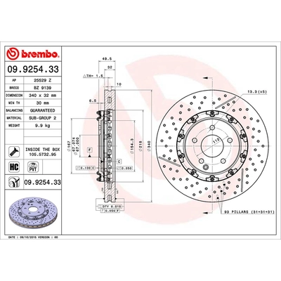 Front Premium Rotor by BREMBO - 09.9254.33 (1 Qty) pa2