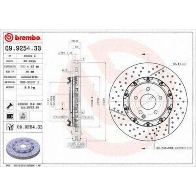 Front Premium Rotor by BREMBO - 09.9254.33 (1 Qty) pa6