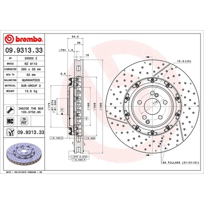 Front Premium Rotor by BREMBO - 09.9313.33 (1 Qty) pa2