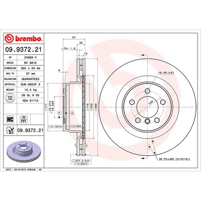 Front Premium Rotor by BREMBO - 09.9372.21 (1 Qty) pa2