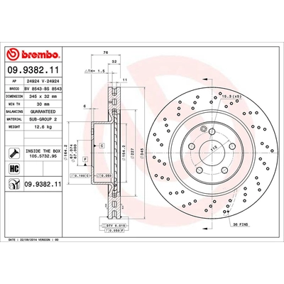 Front Premium Rotor by BREMBO - 09.9382.11 (1 Qty) pa2