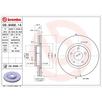 Front Premium Rotor by BREMBO - 09.9468.11 (1 Qty) pa2