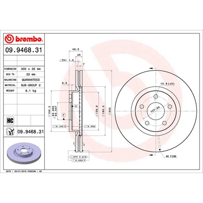 Front Premium Rotor by BREMBO - 09.9468.31 (1 Qty) pa2