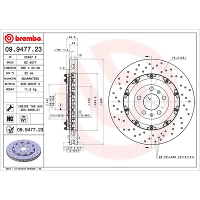 Front Premium Rotor by BREMBO - 09.9477.23 (1 Qty) pa2