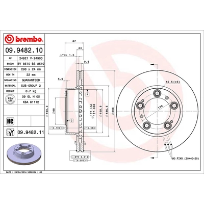 Front Premium Rotor by BREMBO - 09.9482.11 (1 Qty) pa1