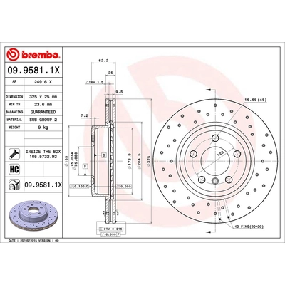 Front Premium Rotor by BREMBO - 09.9581.1X pa1
