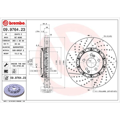 Front Premium Rotor by BREMBO - 09.9764.23 (1 Qty) pa1