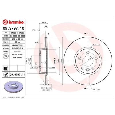 Front Premium Rotor by BREMBO - 09.9797.11 (1 Qty) pa1