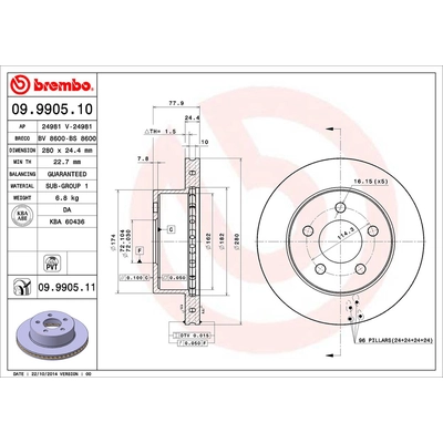 Front Premium Rotor by BREMBO - 09.9905.11 (1 Qty) pa2