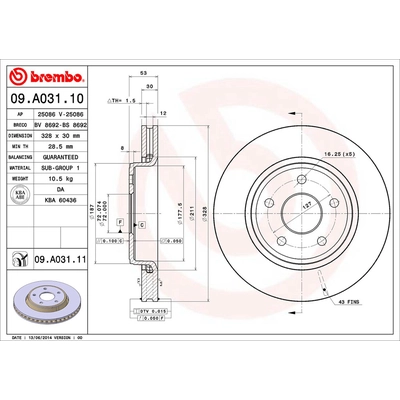 Front Premium Rotor by BREMBO - 09.A031.11 (1 Qty) pa2