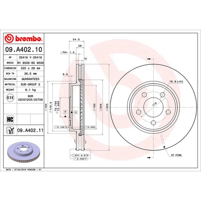 Front Premium Rotor by BREMBO - 09.A402.11 (1 Qty) pa2