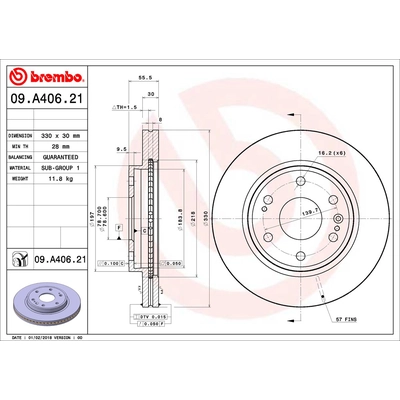 Front Premium Rotor by BREMBO - 09.A406.21 (1 Qty) pa2