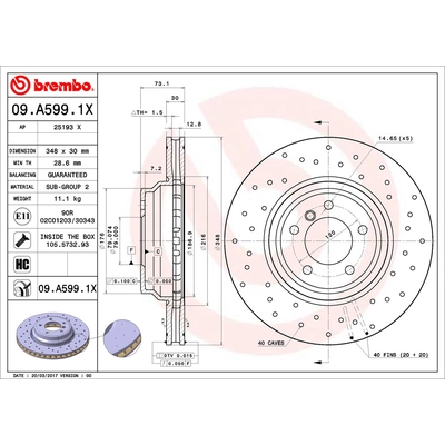 Front Premium Rotor by BREMBO - 09.A599.1X (1 Qty) pa1