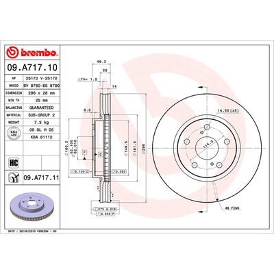 Front Premium Rotor by BREMBO - 09.A717.11 (1 Qty) pa2