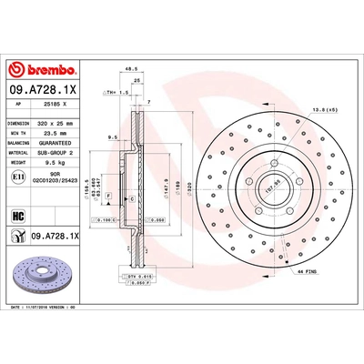 Front Premium Rotor by BREMBO - 09.A728.1X (1 Qty) pa1