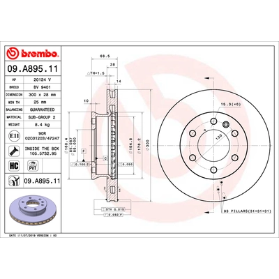 Front Premium Rotor by BREMBO - 09.A895.11 (1 Qty) pa2