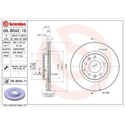 Front Premium Rotor by BREMBO - 09.B042.11 (1 Qty) pa2