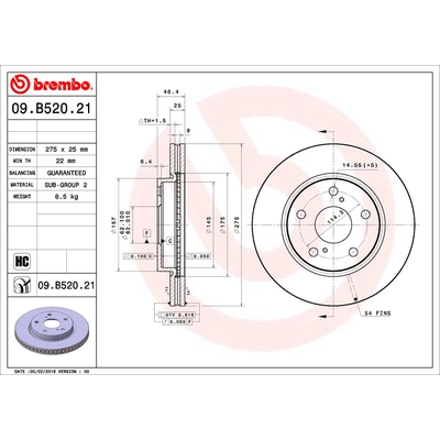 Front Premium Rotor by BREMBO - 09.B520.21 (1 Qty) pa1