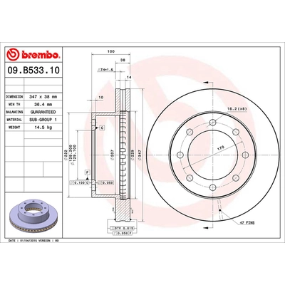 Front Premium Rotor by BREMBO - 09.B533.10 (1 Qty) pa2