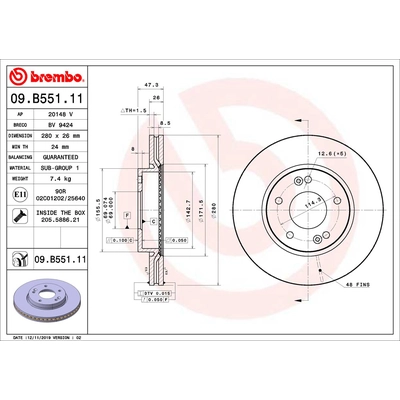 Front Premium Rotor by BREMBO - 09.B551.11 (1 Qty) pa2