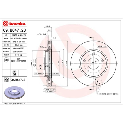 Front Premium Rotor by BREMBO - 09.B647.21 (1 Qty) pa2