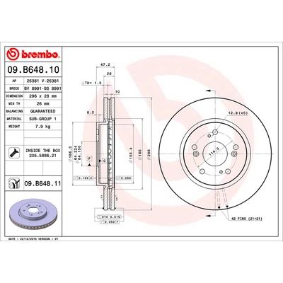 Front Premium Rotor by BREMBO - 09.B648.11 (1 Qty) pa2