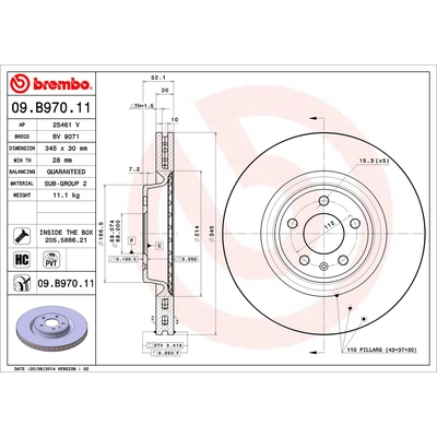 Front Premium Rotor by BREMBO - 09.B970.11 (1 Qty) pa2