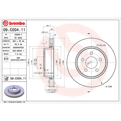 Front Premium Rotor by BREMBO - 09.C004.11 (1 Qty) pa2