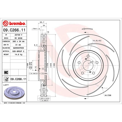 Front Premium Rotor by BREMBO - 09.C266.11 (1 Qty) pa2