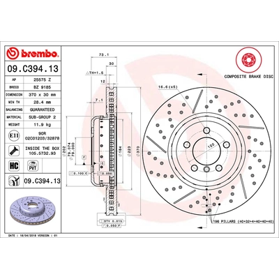 Front Premium Rotor by BREMBO - 09.C394.13 (1 Qty) pa2