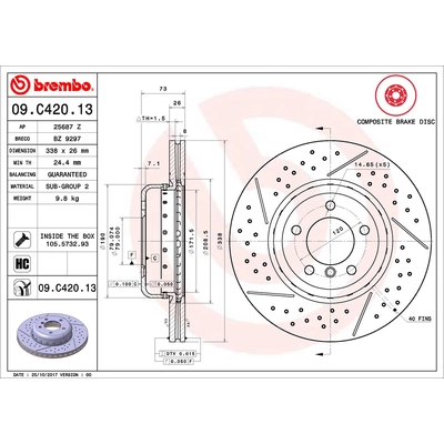 Front Premium Rotor by BREMBO - 09.C420.13 (1 Qty) pa2