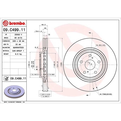 Front Premium Rotor by BREMBO - 09.C499.11 (1 Qty) pa2