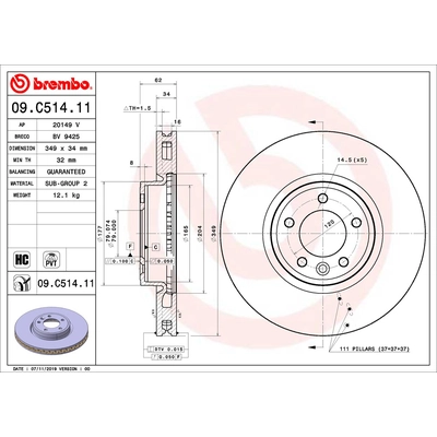 Front Premium Rotor by BREMBO - 09.C514.11 (1 Qty) pa2