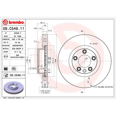 Front Premium Rotor by BREMBO - 09.C549.11 (1 Qty) pa2