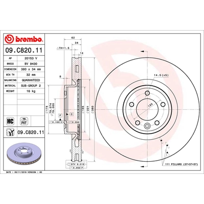 Front Premium Rotor by BREMBO - 09.C820.11 (1 Qty) pa2