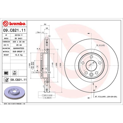 Front Premium Rotor by BREMBO - 09.C821.11 (1 Qty) pa1