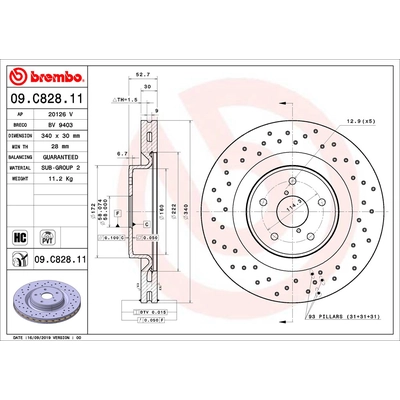 Front Premium Rotor by BREMBO - 09.C828.11 (1 Qty) pa2